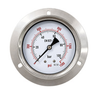 Manomètre hydraulique haute pression en acier inoxydable SPR 0-100 bars 1500 PSI, 100 mm, raccord frontal, entrée inférieure 1/2 NPT