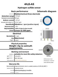 British Susa 4H2S Sensor de sulfuro de hidrógeno H2S Sonda de monitoreo de concentración de gas IC especializados Producto de uso industrial 4H2S-AS - Product Image 2