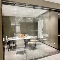 Système de Portes Coulissantes Intérieures en Verre Trempé Sans Cadre, Insonorisées, Fermeture Douce, Sans Rail, pour Cloisons de Bureau et Villas