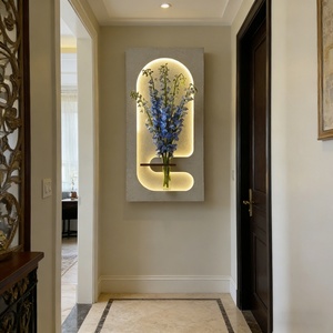 Arte Mural Moderno en Relieve 3D, Pintura Texturizada, Escultura Geométrica Hecha a Mano, Pintura Minimalista de Arenisca con LED, Personalizable - Product Image 6