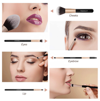 Kuas Makeup Profesional 15 Pcs Ramah Lingkungan Serbaguna Berkualitas Tinggi dengan Gagang Kayu, Mudah Dibawa