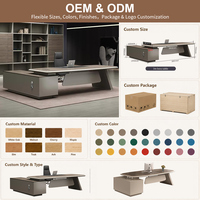 Bureau de direction moderne personnalisable OEM, grande taille 3m, table de patron en forme de L avec hubs d'alimentation intégrés