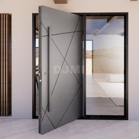 Portes d'entrée extérieures principales de conception moderne avec porte d'entrée en fer métallique en verre trempé pour porte pivotante extérieure d'appartement