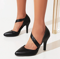 Chaussures de travail élégantes et tendance à bout pointu pour femmes, nouveauté, talons hauts décontractés de couleur unie pour l'extérieur, en cuir synthétique