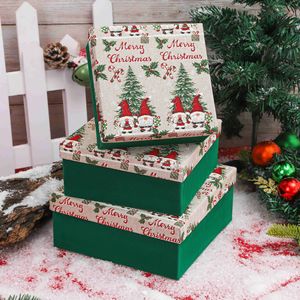 Evergreenwrap <span class=keywords><strong>3</strong></span>'lü Set Yeni Kare Noel Hediye Kutusu Seti Keten Simli Yüzeyli Üst Alt Kapaklı Boş Noel Paketleme Kutuları - Product Image 2