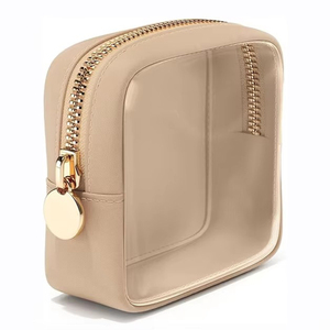 Sac de toilette en PVC transparent avec logo personnalisé, sac à cosmétiques en cuir, trousse de maquillage - Product Image 1