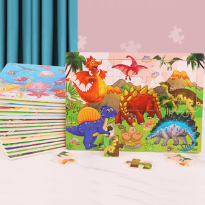 Puzzle en bois Dinosaures : <span class=keywords><strong>Jeu</strong></span> de voyage Montessori éducatif pour enfants garçons et filles - Product Image 2