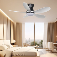 Ventilateur de plafond moderne nordique de 36 pouces avec éclairage, moteur DC silencieux, 6 vitesses, télécommande, LED dimmable, 5 pales, pour chambre et cuisine, petit modèle