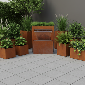 Fontana a Cascata in Metallo Artificiale Impermeabile Rettangolare per Interni/Esterni, Illuminata a Energia Solare, Facile da Installare - Product Image 1