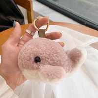 [Little Dolphin] Pendentif en vraie fourrure de baleine en laine, décoration de sac, accessoire de porte-clés créatif personnalisé