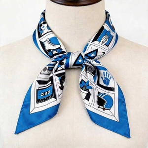 シルクスカーフ70 * 70cmプリントサテンスクエアカスタム春夏模造シルクスカーフ女性用 - Product Image 4