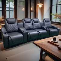 Modernes Home Rec lining Cinema Furniture Set Rotes Echt leder mit Power-Funktionen und einfachem Griff Ausziehbarer Rahmen