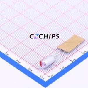 PE0J501MC100B25CR0 Solid Capacitor Through hole Component (THT),D5xL10mm 500uF 20% 6.3V 2.5mm - Product Image 1