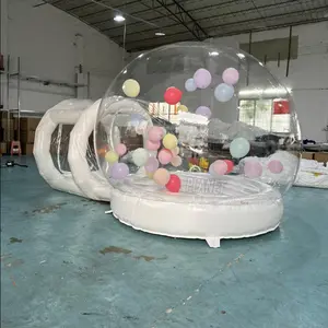 新款儿童透明泡泡充气城堡白色充气派对泡泡蹦床