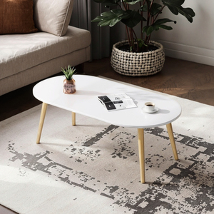 Dareko 2025 Bàn cà phê đơn giản Bàn cà phê độc đáo đồ nội thất phòng khách Bàn cà phê hình bầu dục Bàn cà phê Trắng bàn trà - Product Image 5