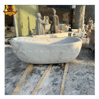 Baignoire autoportante moderne pour adultes, nouvelle conception, couleur beige, en marbre travertin, surface solide, avec bain à remous écologique