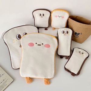 Mini Quilted Cartoon Soft <b>Plush</b> Toast Design Desktop Storage Student Portable Stationery Pencil Bag - Product Image 1