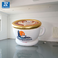 Modèle de tasse à café gonflable géante simulée sur mesure pour festival culinaire en plein air ou décoration publicitaire de camping