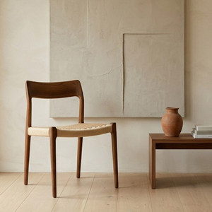 Chaise de salle à manger Wabi Sabi, style scandinave moderne et contemporain, structure et <span class=keywords><strong>pieds</strong></span> en bois massif, coussin en corde, chaises de salle à manger pour hôtel et restaurant - Product Image 1