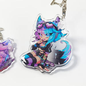 Porte-clés à double breloques en acrylique anime en résine époxy transparente personnalisée avec paillettes - Product Image 1