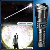 Lampe torche télescopique blanche et bleue, rechargeable, étanche, avec zoom, laser, super lumineuse, portable pour l'extérieur