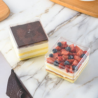 Boîte à gâteau carrée transparente jetable de haute qualité pour sushis, desserts, aliments, en plastique PS, pour emballer des mousses, des tiramisu