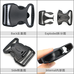 Logo personalizzato 1 pollice Pom nero pesante plastica riciclata fibbia di rilascio laterale curva per zaino tattico impermeabile cinturino in Nylon - Product Image 3