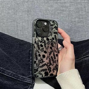 Custodia per telefono IMD di lusso con motivo floreale scuro e argento, antiurto, <span class=keywords><strong>rigida</strong></span>, per <span class=keywords><strong>iPhone</strong></span> 16 15 <span class=keywords><strong>Pro</strong></span> Max, alla moda per donna - Product Image 4
