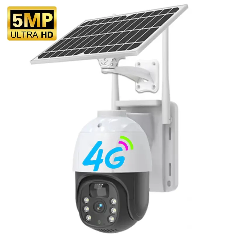 5MP 4G SIM כרטיס PTZ IP מצלמת CCTV PIR זיהוי תנועה ראיית לילה צבעונית מעקב סולארי מצלמה סולארית WiFi