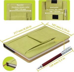 Cuaderno de diario de cuero PU con forro recargable <span class=keywords><strong>A5</strong></span> con logotipo personalizado con bolígrafo, diario de bolsillo, Bloc de notas Premium para reuniones de toma de notas - Product Image 6