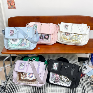 Sac bandoulière 2D mignon de style japonais, design élégant <span class=keywords><strong>Instagram</strong></span>, sac messager grande capacité, sac transparent avec breloque Bishi - Product Image 1
