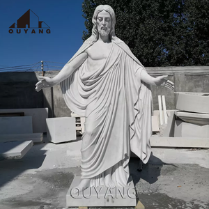 QUYANG église grandeur nature religieux marbre blanc miséricorde divine Statue sacré coeur jésus Sculpture - Product Image 3