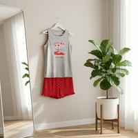 Pyjama court pour femmes en jersey de coton et de bambou respirant brodé, taille plus, été