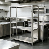 Étagère de rangement de cuisine multi-niveaux robuste, très vendue, pour usage commercial et domestique, en acier inoxydable pour restaurant