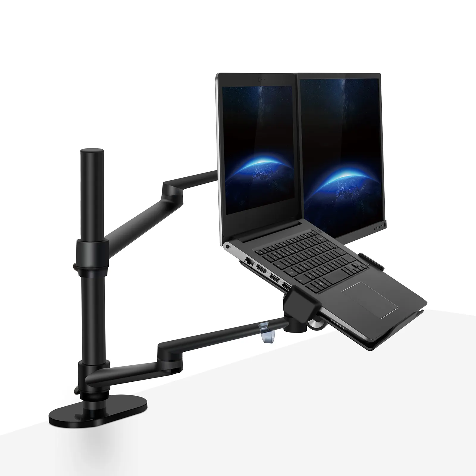 UPERGO in alluminio regolabile in altezza da tavolo Monitor a doppio braccio supporto per Laptop