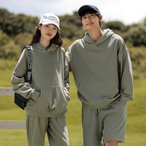 DH78059 380g Anti-Static Large Terry Off-Shoulder Hooded <b>Sweatshirt</b> Solid Trendy Brand Uniforms Hoodie for Loose Fit Autumn - Product Image 3