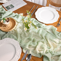 Lot de 6 chemins de table en gaze de coton vert sauge de 3,05 m (10 pieds), 35x120 pouces, motif uni, style simple, réutilisables, lavables, durables, pour mariages et fêtes