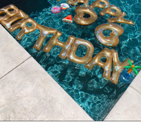15 pièces joyeux anniversaire piscine flotteur gonflable lettre coeur piscine fête flotteur Combo grand 20 ''lettre ballons flotteur