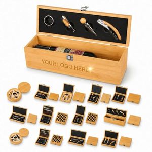 Sacacorchos de Vino de Bambú y Madera de Lujo Personalizado con Logotipo, Juego de Accesorios con Caja de Regalo - Product Image 1