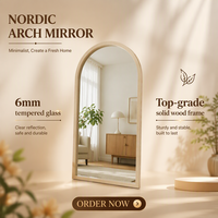 Miroir sur pied géant arqué blanc décoratif de luxe moderne avec grand cadre, miroir mural pour chambre à coucher, dressing, danse