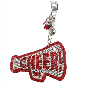 Bling Crystal Rhinestone Diamond Trompeta Llavero Cheerleader Squad Team Superfan <span class=keywords><strong>Popcorn</strong></span> Cheer Megáfono Borla Gato Patrón - Product Image 5