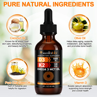 Acentiallabs Marque privée Vitamine liquide K2 D3 MK7 de qualité supérieure Gouttes pour adultes Santé osseuse Soutien immunitaire