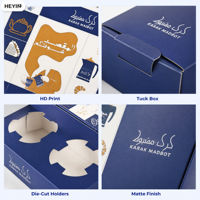 Coffret Cadeau Personnalisé pour Boulangerie, Boîte d'Emballage en Carton avec Fenêtre et Rabat Doré pour Thé, Café, Pâtisseries et Desserts