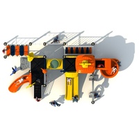 Équipement de terrain de jeu extérieur pour enfants sur le thème du football, avec toboggan multi-niveaux, toboggan spiralé et toboggan tubulaire pour jardin et parc