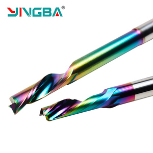 YingBa 8mm Shank tek flüt masif karbür matkap Bit <span class=keywords><strong>CNC</strong></span> freze uçları ile kaplı/kaplamasız End Mill alüminyum profil için - Product Image 2