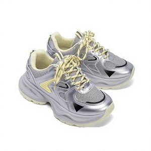 Sneakers da Donna con Suola Spessa, Traspiranti, con Lacci, Stile Casual da Corsa, Tomaia in <span class=keywords><strong>Pelle</strong></span> Sintetica - Product Image 1
