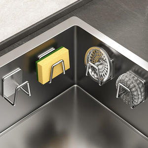 Support à éponge carré en acier inoxydable avec pinces métalliques, égouttoir suspendu pour torchons de cuisine - Product Image 1