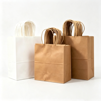 Sacs en papier kraft personnalisés avec poignées pour café, thé au lait, boulangerie, emballage à emporter, sacs de transport alimentaire, vente en gros