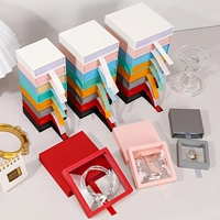 Boîte à bijoux en papier coton en gros, boîte de rangement pour bijoux, boîte cadeau, boîte à bijoux personnalisée anti-poussière avec film PE pour la Saint-Valentin.