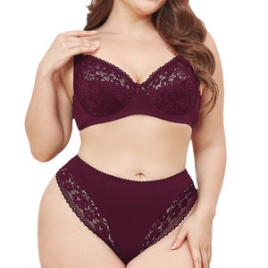 Plus size kant en kant-versierde naadloze bh lingerie set - Product Image 4